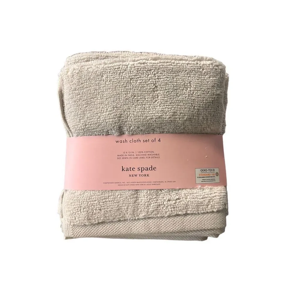 Kate spade 4 piece wash cloth creamy beige cotton soft fluffy